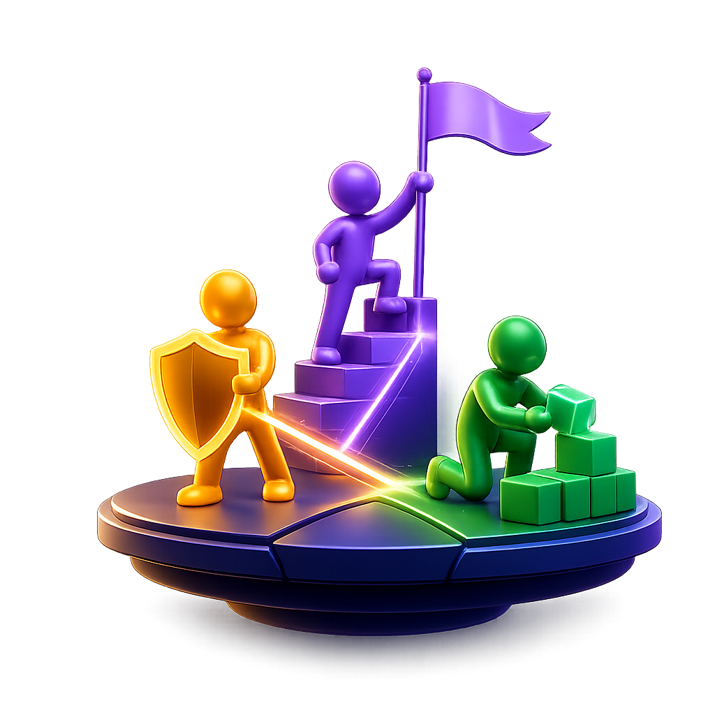 GeeFun Hub — Build, Grow, Protect 3D illustration