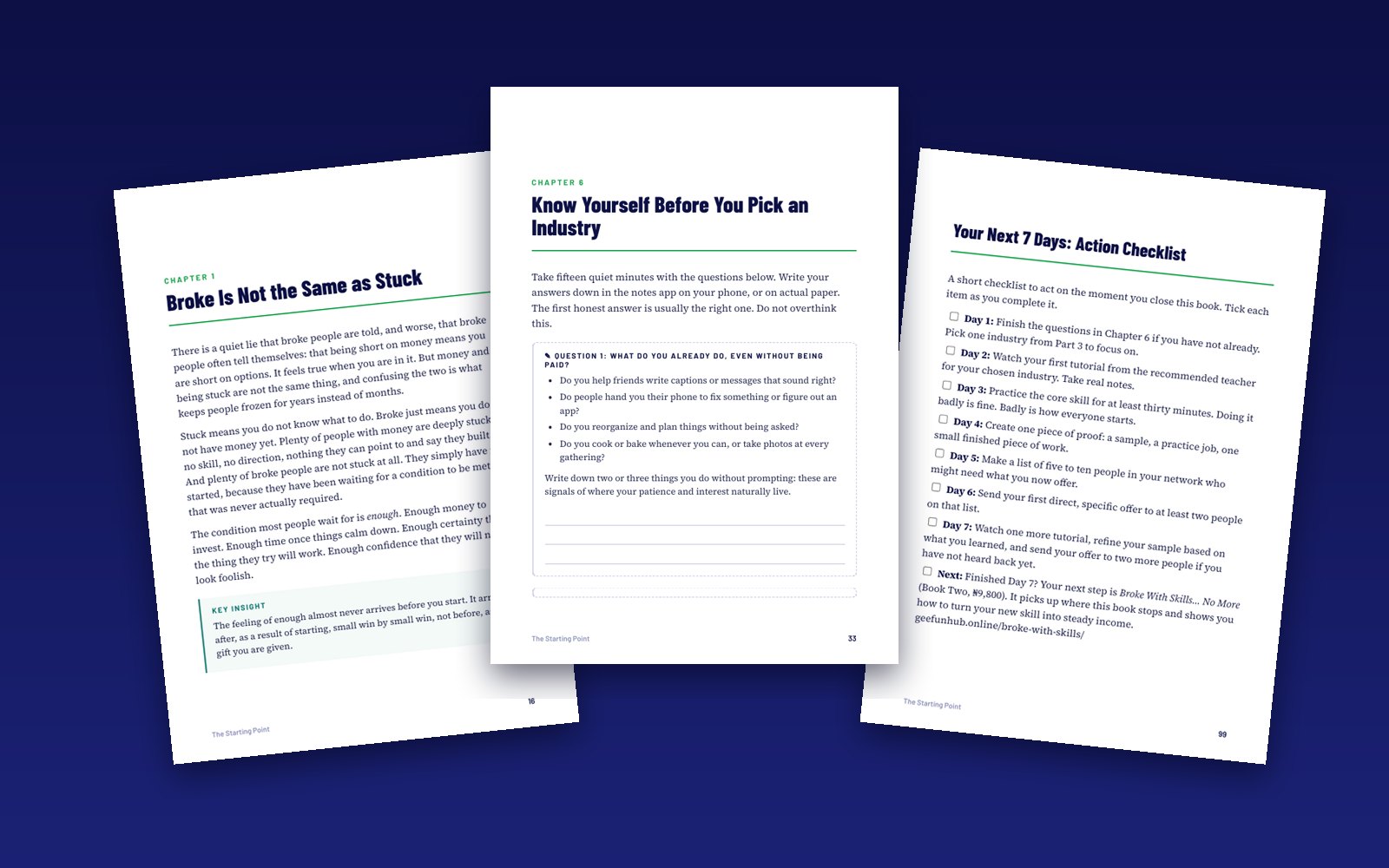 Pages from inside The Starting Point